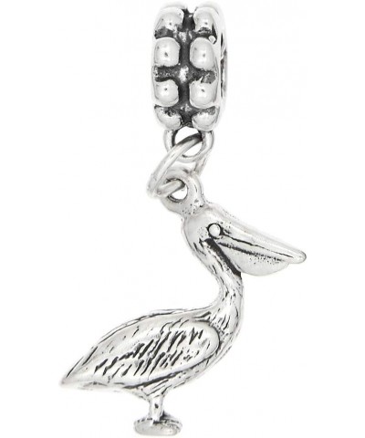 Sterling Silver Oxidized Three Dimensional Pelican Bird Dangle Bead Charm $14.29 Bracelets