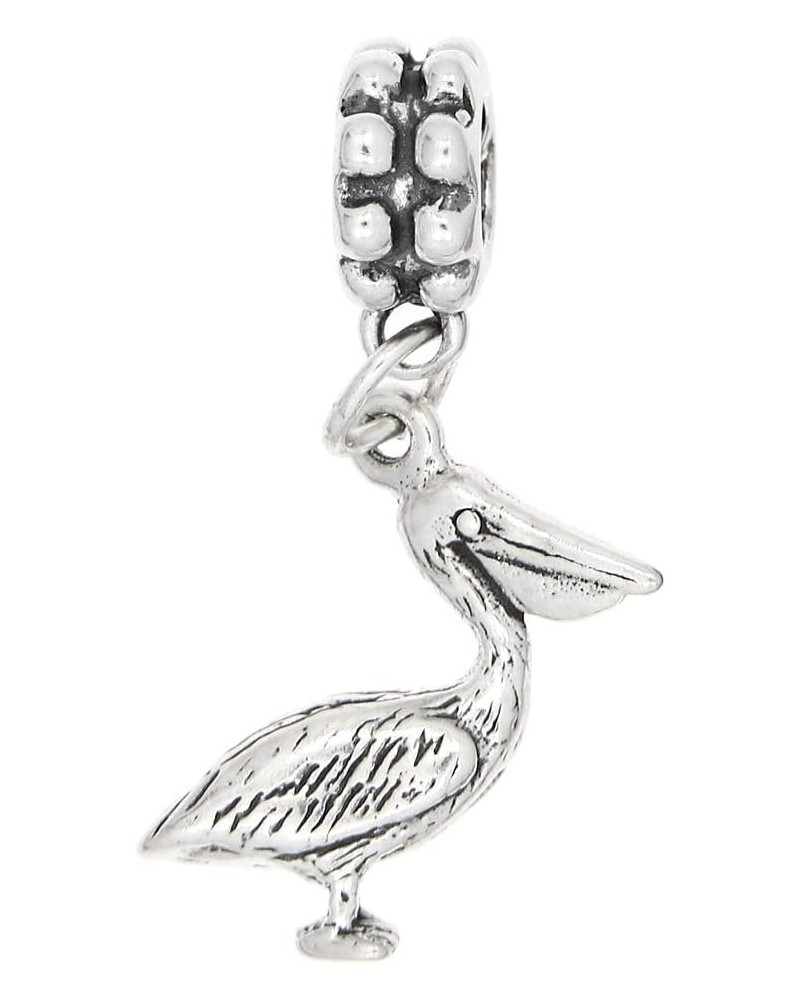 Sterling Silver Oxidized Three Dimensional Pelican Bird Dangle Bead Charm $14.29 Bracelets