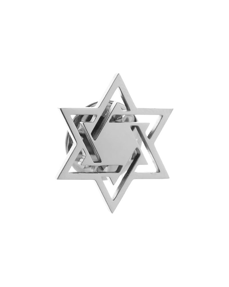 Fashion David Star Brooch for Men Women Hexagram Lapel Spurs Collar Pins Badge silver 1 $8.99 Brooches & Pins