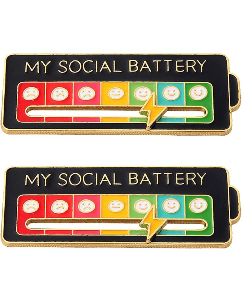 Social Battery Pin - My Social Battery Creative Lapel Pin, Fun Enamel Emotional Pin 7 Days A Week 2Pcs black $8.38 Brooches &...