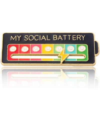 Social Battery Pin - My Social Battery Creative Lapel Pin, Fun Enamel Emotional Pin 7 Days A Week 2Pcs black $8.38 Brooches &...