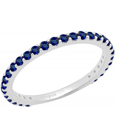 Round Lab Created Blue Sapphire Eternity Style Wedding Band for Women in 10K Gold 8.5 White Gold $83.94 Rings