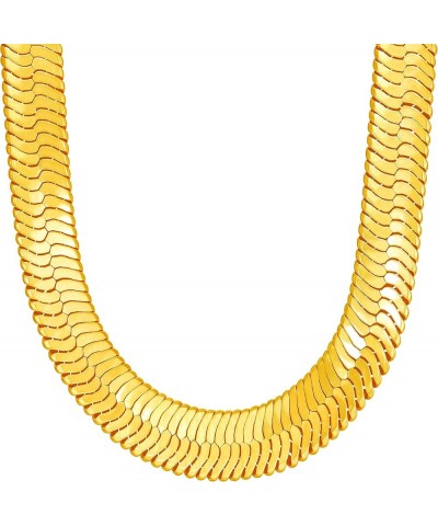 11mm Flexible Herringbone Chain Necklace 24k Real Gold Plated 30 inches Gold $51.28 Necklaces