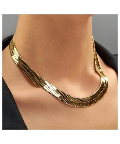 11mm Flexible Herringbone Chain Necklace 24k Real Gold Plated 30 inches Gold $51.28 Necklaces