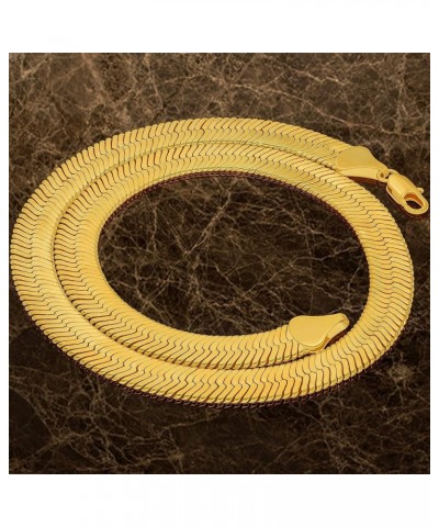 11mm Flexible Herringbone Chain Necklace 24k Real Gold Plated 30 inches Gold $51.28 Necklaces