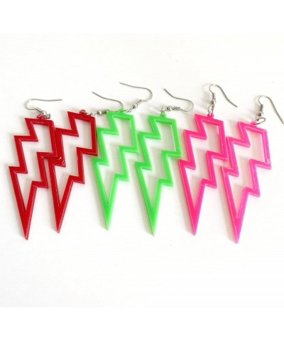 Multicolor 80s Neon Earrings Acrylic Exaggerated Lightning Bolt Dangle Earrings Halloween Retro 80 90's Party Costume Accesso...