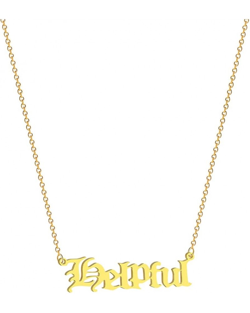 Gold Letter Charm Necklace Old English Letter Handmade Pendant Necklaces for Women Teen Girls Helpful $5.99 Necklaces