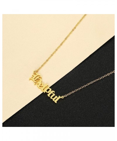 Gold Letter Charm Necklace Old English Letter Handmade Pendant Necklaces for Women Teen Girls Helpful $5.99 Necklaces