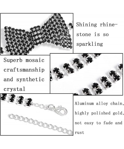 Boho Rhinestone Choker Necklace Silver Crystal bowknot Necklaces Party Jewelry Accessories for Women and Girls Black $9.00 Ne...