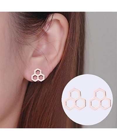 Stainless Steel Tiny Hexagon Honeycomb Bee Hive Post Stud Earrings gold $8.04 Earrings