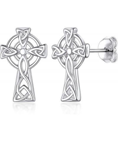 Irish Jewelry Celtic Knot Stud Earrings for Women Teen Girls Sterling Silver Charms Heart/Triangle/Star Accessories Celtic Cr...