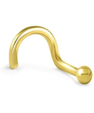 14k Solid Yellow Gold Nose Ring, Stud, Nose Screw, L Bend, Nose Bone 2mm Ball 22G 20G or 18G 18 Gauge - Right Nose Screw $17....