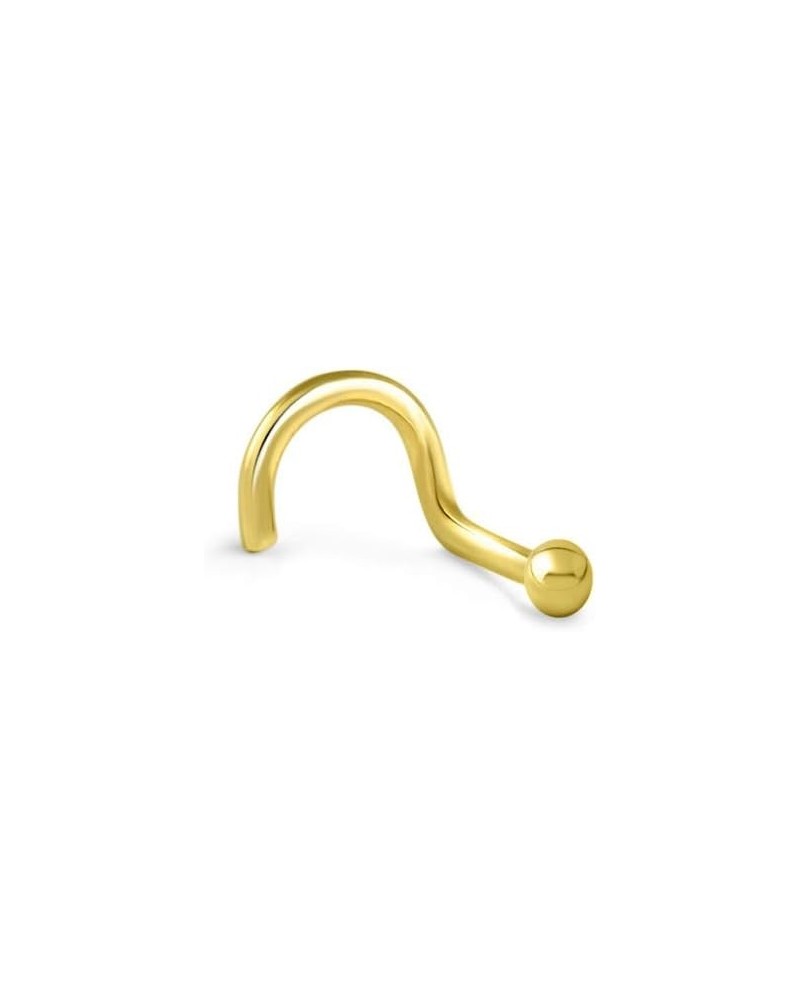 14k Solid Yellow Gold Nose Ring, Stud, Nose Screw, L Bend, Nose Bone 2mm Ball 22G 20G or 18G 18 Gauge - Right Nose Screw $17....