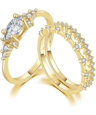 18K Gold Plated Cubic Zirconia Ring Personalized Women's Stackable Fashion Trendy Size 6-10 3-Piece Eternity Ring Set $7.41 M...