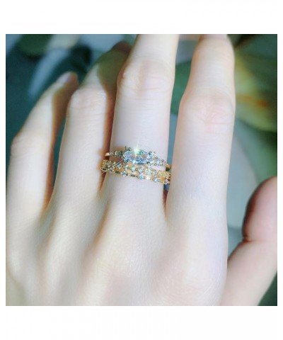 18K Gold Plated Cubic Zirconia Ring Personalized Women's Stackable Fashion Trendy Size 6-10 3-Piece Eternity Ring Set $7.41 M...