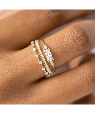 18K Gold Plated Cubic Zirconia Ring Personalized Women's Stackable Fashion Trendy Size 6-10 3-Piece Eternity Ring Set $7.41 M...