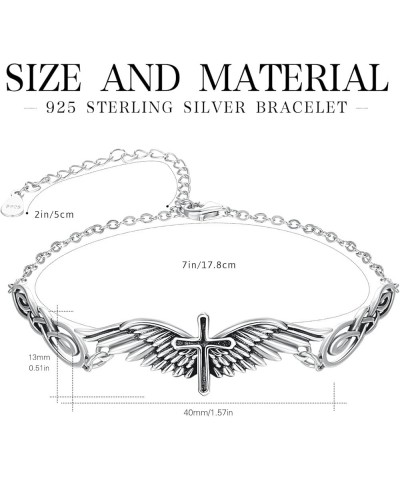 Wings Bracelets, 925 Sterling Silver Wings Cross/Skull Bracelet for Men Women Angel Wings Jewelry Vintage Link Bracelet Bangl...