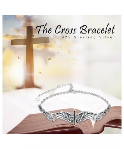 Wings Bracelets, 925 Sterling Silver Wings Cross/Skull Bracelet for Men Women Angel Wings Jewelry Vintage Link Bracelet Bangl...