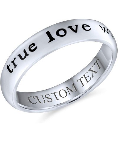 Mantra Sentimental Words True Love Waits Purity Promise Ring Band For Teen .925 Sterling Silver Silver Engrave $22.22 Rings