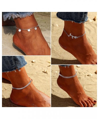 20Pcs Ankle Bracelets for Women Boho Layered Anklet Bracelets Beach Anklet Set Adjustable Chain Anklet Butterfly Evil Eye Flo...