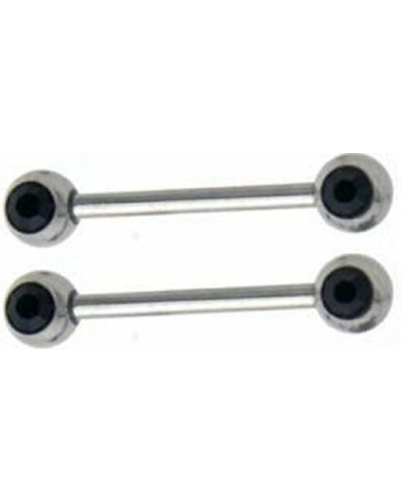 Double Front Facing Gem 316L Surgical Steel Barbell/Nipple Bar 14g 5/8" black 6mm $7.66 Body Jewelry