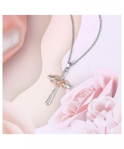 Cross Necklace for Women Rose Flower Infinity Pendant Necklace Lucky 8 Crucifix Chain Jewelry Silver $7.27 Necklaces