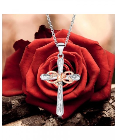 Cross Necklace for Women Rose Flower Infinity Pendant Necklace Lucky 8 Crucifix Chain Jewelry Silver $7.27 Necklaces