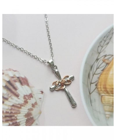 Cross Necklace for Women Rose Flower Infinity Pendant Necklace Lucky 8 Crucifix Chain Jewelry Silver $7.27 Necklaces