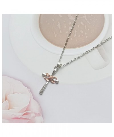 Cross Necklace for Women Rose Flower Infinity Pendant Necklace Lucky 8 Crucifix Chain Jewelry Silver $7.27 Necklaces