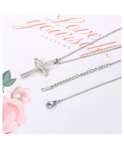 Cross Necklace for Women Rose Flower Infinity Pendant Necklace Lucky 8 Crucifix Chain Jewelry Silver $7.27 Necklaces