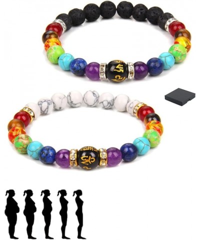 Pulsera Arus 7 Chakras Bracelet For Women Men, 2Pcs/Set Pulsera De Los Para Mujer Health Bangle Lymphatic Drainage 8mm Lava R...