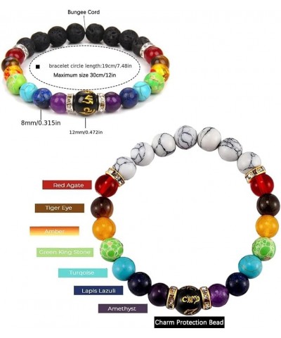 Pulsera Arus 7 Chakras Bracelet For Women Men, 2Pcs/Set Pulsera De Los Para Mujer Health Bangle Lymphatic Drainage 8mm Lava R...