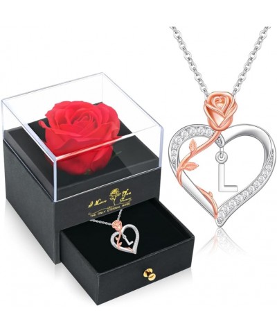 Romantic Gifts ??????? ???????? ??? ????? Rose Heart Pendant Necklace with Rose Gift Box, Mothers Day Christmas Anniversary B...