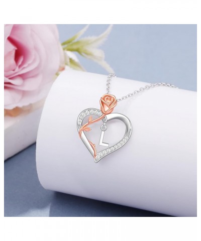 Romantic Gifts ??????? ???????? ??? ????? Rose Heart Pendant Necklace with Rose Gift Box, Mothers Day Christmas Anniversary B...