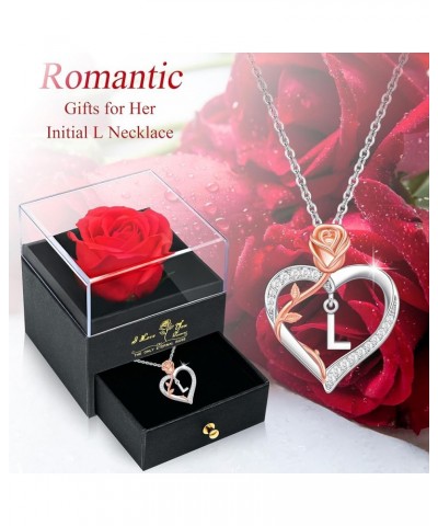 Romantic Gifts ??????? ???????? ??? ????? Rose Heart Pendant Necklace with Rose Gift Box, Mothers Day Christmas Anniversary B...