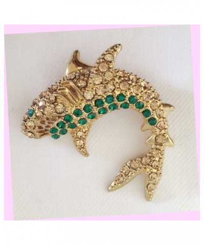 Golden Sea Ocean Marine Shark Fish Selachimorpha Crystal Brooch Pin Br1136 Rhinestone Brooch Pin for Women $9.49 Brooches & Pins