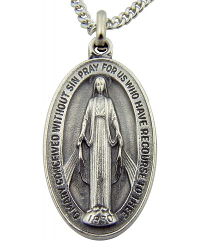 Silver Toned Base Oval Virgin Mother Mary Madonna Medal, 1 1/2 Inch $12.15 Pendants