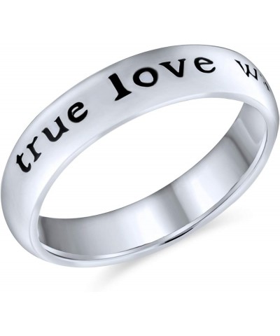 Mantra Sentimental Words True Love Waits Purity Promise Ring Band For Teen .925 Sterling Silver Silver Engrave $22.22 Rings