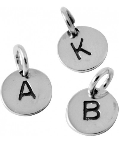 925 Sterling Silver Alphabet Initial Round Disc Pendant Only - Mini S $10.42 Pendants