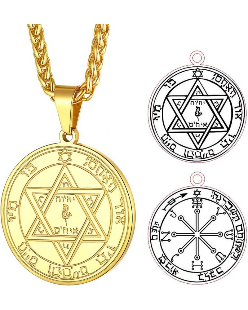 Magen David Star Necklace, Stainless Steel Jewelry for Women Men, The Seal of Solomon Talisman Tantrism Hexagram Pendant Neck...