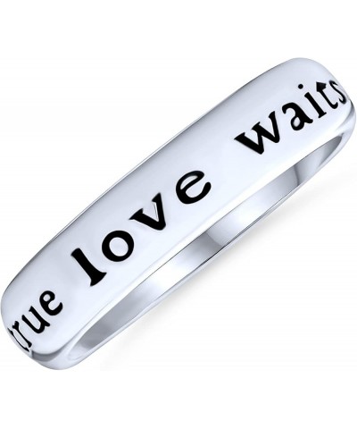 Mantra Sentimental Words True Love Waits Purity Promise Ring Band For Teen .925 Sterling Silver Silver Engrave $22.22 Rings