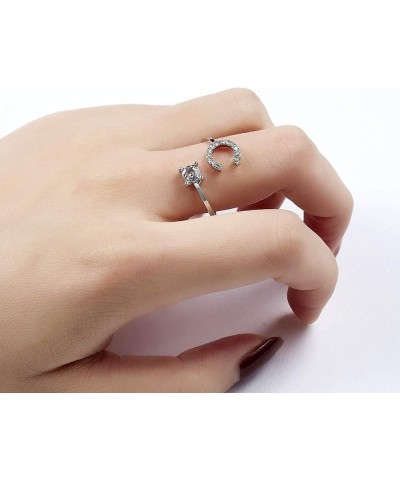 Initial Knuckle Rings and Brooch Pin Silver Crystal 26 A-Z Letter Alphabet Adjustable Ring for Women Girl jewelry C $5.39 Bro...