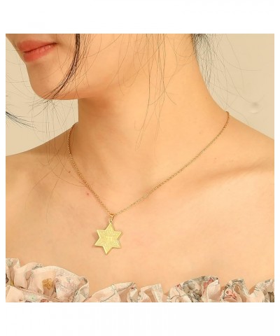 Star of David Hebrew Necklace for Women Jewish Star chai necklace Hebrew letters pendant amulet Christian religious jewelry G...