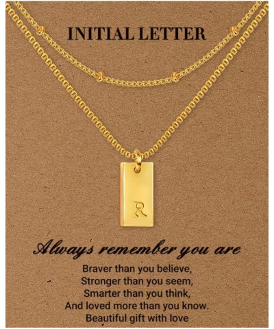 Dainty Gold Initial Necklaces for Women Girls | Trendy Tag Layered Letter Necklace 14K Gold Plated Gift Jewelry Gift Card R $...