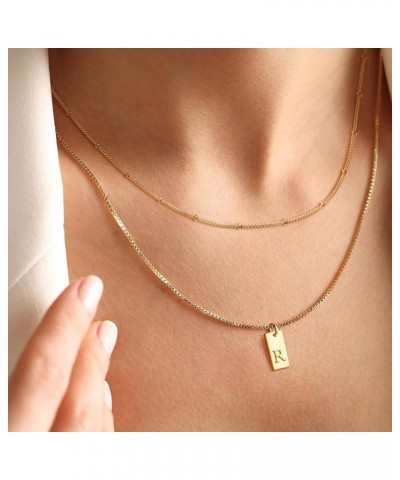 Dainty Gold Initial Necklaces for Women Girls | Trendy Tag Layered Letter Necklace 14K Gold Plated Gift Jewelry Gift Card R $...