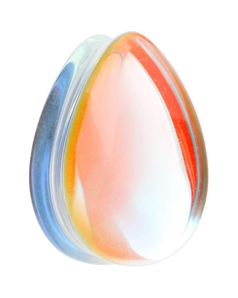 Luminous Moonstone Iridescent TearDrop Glass Double Flared Ear Gauge Plug Earrings 9/16" (14mm) $9.87 Body Jewelry