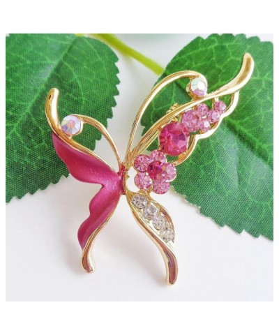 18k Gold Plated Enamel Crystal Insect Butterfly Brooch Pin Red $10.19 Brooches & Pins