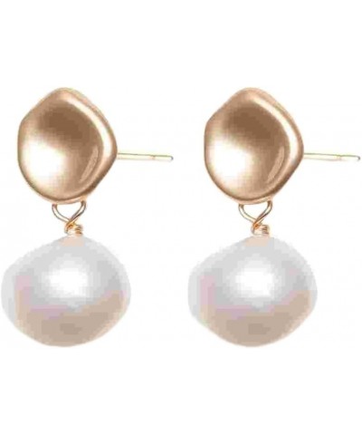 14K Gold Colored Lightweight Hollow Out Baroque Pearl Stud Earrings For Women Wedding Jewelry. gold-1 $8.39 Earrings