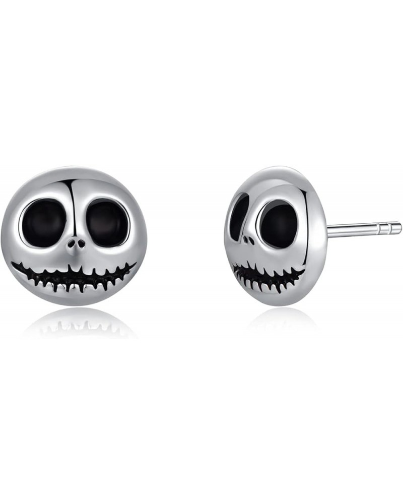 925 Sterling Silver Stud Earrings Nightmare Before Christmas Hypoallergenic Earrings for Men Women Skull Earrings for Party A...