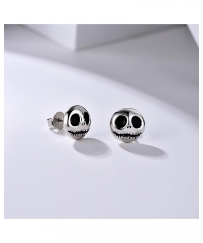 925 Sterling Silver Stud Earrings Nightmare Before Christmas Hypoallergenic Earrings for Men Women Skull Earrings for Party A...